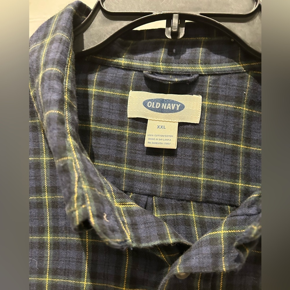 Old Navy Men's Blue Plaid Lightweight Flannel Shirt Size XXL - Picture 2 of 6